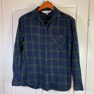 Old Navy Womens Classic Flannel Shirt Long Sleeve Button Down Plaid Size M
